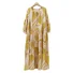 Femmes Ethnique Jaune Col Rond Confortable Robe Maxi Décontracté