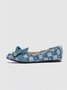 Chaussures à Tige Basse Femmes Toutes Les Saisons Plaid Urbain Nœud Quotidien à Talon Plat à Bout Pointu Toile de Jean Caoutchouc