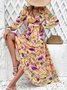 Femmes Floral Rose Col V Confortable Robe Maxi Boho