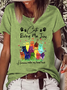 T-shirts Femmes Décontracté Été Lettres de texte Quotidien Ample Col Rond en Mélangé de Coton Régulier Droit