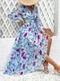 Femmes Floral Rose Col V Confortable Robe Maxi Boho
