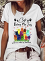T-shirts Femmes Décontracté Été Lettres de texte Quotidien Ample Col Rond en Mélangé de Coton Régulier Droit