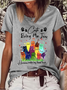 T-shirts Femmes Décontracté Été Lettres de texte Quotidien Ample Col Rond en Mélangé de Coton Régulier Droit