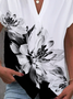 Blouses Femmes Décontracté Floral Été Viscose Quotidien Manches Courtes Régulier Droit Col de Chemise