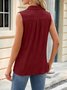 Top Débardeur Tops Femmes Décontracté Plain Été Quotidien Coupe Régulière Sans Manches Col Châle Régulier Régulier