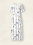 Femmes Floral Blanc Col mi-ouvert Confortable Robe Maxi Décontracté