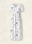 Femmes Floral Blanc Col mi-ouvert Confortable Robe Maxi Décontracté