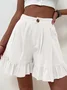 Shorts Décontracté Plain Été Coton Aucune élasticité Quotidien Coupe Régulière Droit Régulier pour Femmes