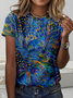 T-shirts Simple Floral Été Polyester Quotidien Coupe Régulière Col Rond Régulier Droit pour Femmes