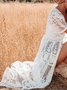 Chemises Femmes Décontracté Plain Été Col V Dentelle Léger Faire la navette Manches Courtes Droit