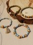 Bracelets Bloc de Couleur Boho Toutes Les Saisons Vacances multicouche Bracelet en Bois en Bois pour Femmes
