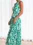 Femmes Floral Rouge Confortable Robe Maxi Décontracté