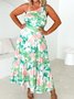 Femmes Floral Rouge Confortable Robe Maxi Décontracté