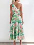 Femmes Floral Rouge Confortable Robe Maxi Décontracté