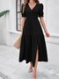 Femmes Plain Vert Col V Confortable Robe Maxi Décontracté