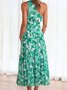 Femmes Floral Rouge Confortable Robe Maxi Décontracté