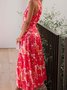 Femmes Floral Rouge Confortable Robe Maxi Décontracté