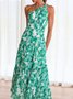 Femmes Floral Rouge Confortable Robe Maxi Décontracté
