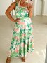 Femmes Floral Rouge Confortable Robe Maxi Décontracté
