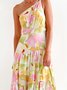Femmes Floral Rouge Confortable Robe Maxi Décontracté