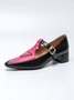 Sangle En Forme De T Femmes Bloc de Couleur Été Urbain Sangle En Forme De T Talon Bas Bout Fermé PU de Grande Taille Caoutchouc