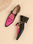 Sangle En Forme De T Femmes Bloc de Couleur Été Urbain Sangle En Forme De T Talon Bas Bout Fermé PU de Grande Taille Caoutchouc