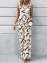Deux Pièces Ensembles Femmes Été Simple Abstrait Graphique Polyester Quotidien Sans Manches Col Rond Top Avec Pantalons Droit