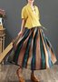 Jupes Femmes Rayé Décontracté Printemps / Automne Coton Naturel Aucune élasticité Maxi Trapèze Régulier