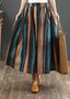 Jupes Femmes Rayé Décontracté Printemps / Automne Coton Naturel Aucune élasticité Maxi Trapèze Régulier