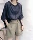 Chemises Femmes Décontracté Plain Été Polyester Ample Demi Manche Col Rond Droit Régulier