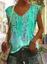 Top Débardeur Tops Femmes Décontracté Floral Été Col V Aucune élasticité Quotidien Jersey Régulier Régulier