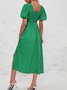 Femmes Plain Rose Col V Confortable Robe Maxi Décontracté