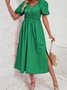 Femmes Plain Rose Col V Confortable Robe Maxi Décontracté
