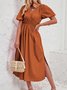 Femmes Plain Rose Col V Confortable Robe Maxi Décontracté
