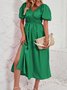 Femmes Plain Rose Col V Confortable Robe Maxi Décontracté