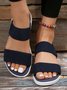 Sandales Antidérapantes Vacances Plain Été Quotidien Talon Bas Bout Rond PU Sandales Antidérapantes à Enfiler pour Femmes