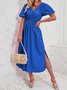 Femmes Plain Rose Col V Confortable Robe Maxi Décontracté