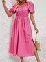 Femmes Plain Rose Col V Confortable Robe Maxi Décontracté