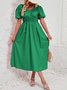 Femmes Plain Rose Col V Confortable Robe Maxi Décontracté