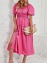 Femmes Plain Rose Col V Confortable Robe Maxi Décontracté