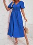 Femmes Plain Rose Col V Confortable Robe Maxi Décontracté