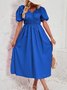 Femmes Plain Rose Col V Confortable Robe Maxi Décontracté