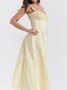 Femmes Plain Jaune-Clair à Bretelles Confortable Robe Maxi Décontracté