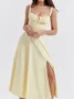 Femmes Plain Jaune-Clair à Bretelles Confortable Robe Maxi Décontracté