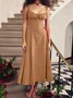 Femmes Plain Jaune-Clair à Bretelles Confortable Robe Maxi Décontracté
