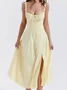 Femmes Plain Jaune-Clair à Bretelles Confortable Robe Maxi Décontracté