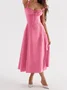 Femmes Plain Jaune-Clair à Bretelles Confortable Robe Maxi Décontracté