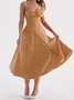 Femmes Plain Jaune-Clair à Bretelles Confortable Robe Maxi Décontracté