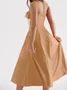 Femmes Plain Jaune-Clair à Bretelles Confortable Robe Maxi Décontracté
