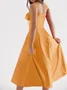 Femmes Plain Jaune-Clair à Bretelles Confortable Robe Maxi Décontracté